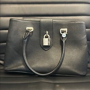 GUESS Black Satchel with Silver Accents